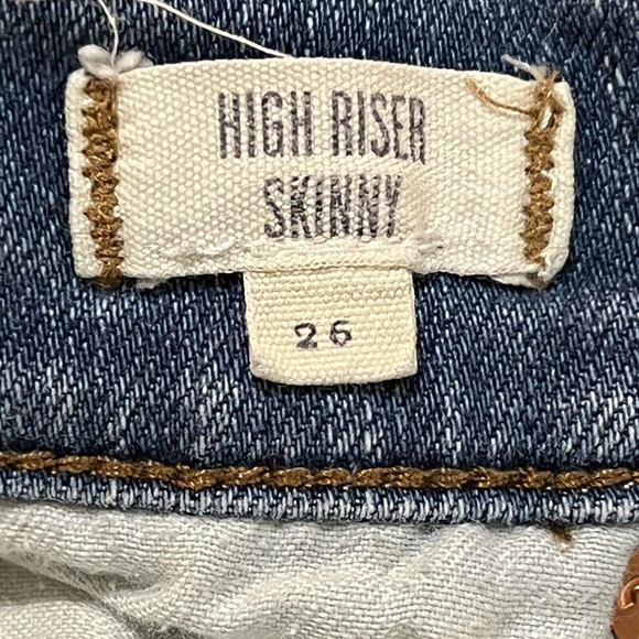 Madewell High Riser Skinny Jeans Raw Hem Ankle Women's Size 26 (26x25) Stretch - Picture 7 of 12
